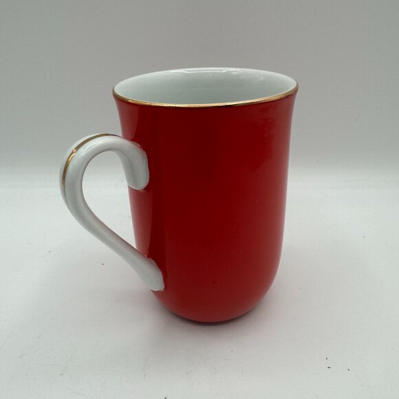 Gibson Greeting Card OTAGIRI Christmas Porcelain Mugs Red Gold Etching Japan - Picture 3 of 8